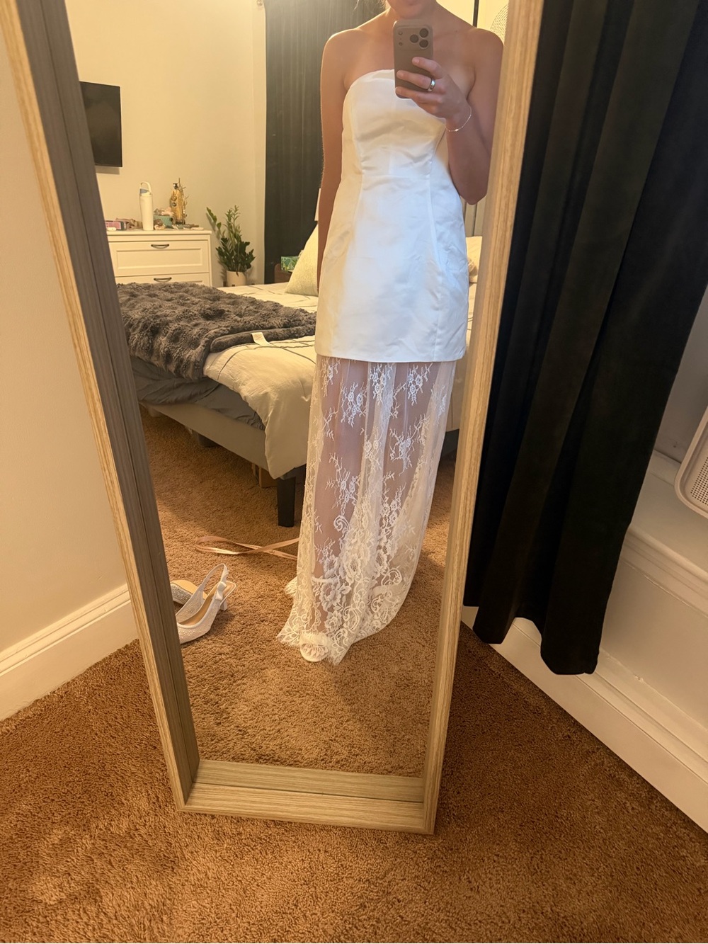 Lulu's White Strapless Lace Overlay Mini Dress